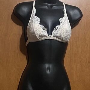 NWT PINK Victoria's Secret Coquette Lace Trim White Bralette